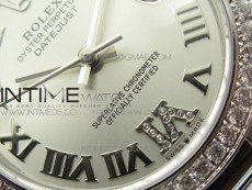 Datejust 31mm 278275 SS Crystals bezel BP Best Edition Silver Roman Markers Dial(@6 Crystal Makrer) on SS President Bracelet