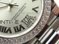 Datejust 31mm 278275 SS Crystals bezel BP Best Edition Silver Roman Markers Dial(@6 Crystal Makrer) on SS President Bracelet