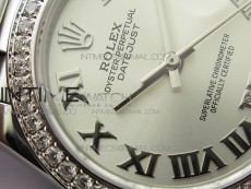 Datejust 31mm 278275 SS Crystals bezel BP Best Edition Silver Roman Markers Dial(@6 Crystal Makrer) on SS President Bracelet