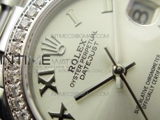 Datejust 31mm 278275 SS Crystals bezel BP Best Edition Silver Roman Markers Dial(@6 Crystal Makrer) on SS President Bracelet