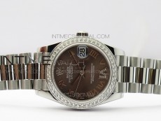 Datejust 31mm 278275 SS Crystals bezel BP Best Edition Gray Roman Markers Dial(@6 Crystal Makrer) on SS President Bracelet