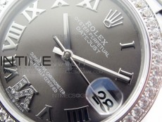 Datejust 31mm 278275 SS Crystals bezel BP Best Edition Gray Roman Markers Dial(@6 Crystal Makrer) on SS President Bracelet