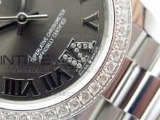 Datejust 31mm 278275 SS Crystals bezel BP Best Edition Gray Roman Markers Dial(@6 Crystal Makrer) on SS President Bracelet
