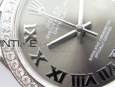 Datejust 31mm 278275 SS Crystals bezel BP Best Edition Gray Roman Markers Dial(@6 Crystal Makrer) on SS President Bracelet