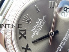 Datejust 31mm 278275 SS Crystals bezel BP Best Edition Gray Roman Markers Dial(@6 Crystal Makrer) on SS President Bracelet