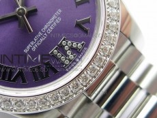 Datejust 31mm 278275 SS Crystals bezel BP Best Edition Purple Roman Markers Dial(@6 Crystal Makrer) on SS President Bracelet