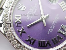 Datejust 31mm 278275 SS Crystals bezel BP Best Edition Purple Roman Markers Dial(@6 Crystal Makrer) on SS President Bracelet