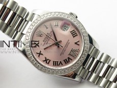 Datejust 31mm 278275 SS Crystals bezel BP Best Edition Silver Roman Markers Dial(@6 Crystal Makrer) on SS President Bracelet