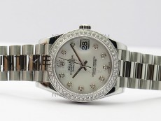 Datejust 31mm 278275 SS Crystal bezel BP Best Edition White Mop Dial(@6 Crystal Makrer) on SS President Bracelet