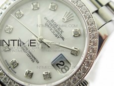 Datejust 31mm 278275 SS Crystal bezel BP Best Edition White Mop Dial(@6 Crystal Makrer) on SS President Bracelet