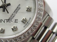Datejust 31mm 278275 SS Crystal bezel BP Best Edition White Mop Dial(@6 Crystal Makrer) on SS President Bracelet