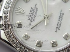 Datejust 31mm 278275 SS Crystal bezel BP Best Edition White Mop Dial(@6 Crystal Makrer) on SS President Bracelet