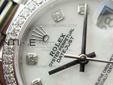 Datejust 31mm 278275 SS Crystal bezel BP Best Edition White Mop Dial(@6 Crystal Makrer) on SS President Bracelet