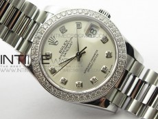 Datejust 31mm 278275 SS Crystals bezel BP Best Edition Silver Dial(@6 Crystal Makrer) on SS President Bracelet