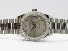 Datejust 31mm 278275 SS Crystals bezel BP Best Edition Silver Dial(@6 Crystal Makrer) on SS President Bracelet