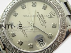 Datejust 31mm 278275 SS Crystals bezel BP Best Edition Silver Dial(@6 Crystal Makrer) on SS President Bracelet