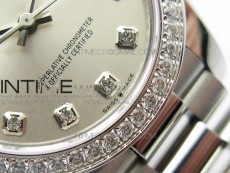 Datejust 31mm 278275 SS Crystals bezel BP Best Edition Silver Dial(@6 Crystal Makrer) on SS President Bracelet