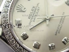 Datejust 31mm 278275 SS Crystals bezel BP Best Edition Silver Dial(@6 Crystal Makrer) on SS President Bracelet
