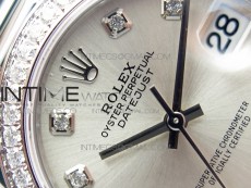 Datejust 31mm 278275 SS Crystals bezel BP Best Edition Silver Dial(@6 Crystal Makrer) on SS President Bracelet