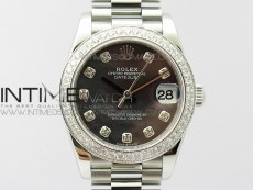 Datejust 31mm 278275 SS Crystal bezel BP Best Edition Gray MOP Dial(@6 Crystal Makrer) on SS President Bracelet