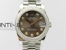 Datejust 31mm 278275 SS Crystal bezel BP Best Edition Gray Dial(@6 Crystal Makrer) on SS President Bracelet
