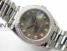 Datejust 31mm 278275 SS Crystal bezel BP Best Edition Gray Dial(@6 Crystal Makrer) on SS President Bracelet