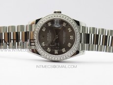 Datejust 31mm 278275 SS Crystal bezel BP Best Edition Gray Dial(@6 Crystal Makrer) on SS President Bracelet