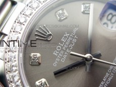 Datejust 31mm 278275 SS Crystal bezel BP Best Edition Gray Dial(@6 Crystal Makrer) on SS President Bracelet