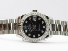 Datejust 31mm 278275 SS Crystal bezel BP Best Edition Black Dial(@6 Crystal Marker) on RG President Bracelet