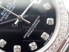 Datejust 31mm 278275 SS Crystal bezel BP Best Edition Black Dial(@6 Crystal Marker) on RG President Bracelet