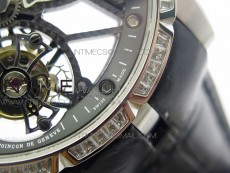 Excalibur Rddbex0393 SS Crystals Bezel BBR Best Edition Skeleton Dial on Black Leather Strap A2136 Tourbillon V2