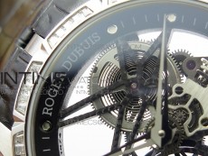 Excalibur Rddbex0393 SS Crystals Bezel BBR Best Edition Skeleton Dial on Black Leather Strap A2136 Tourbillon V2