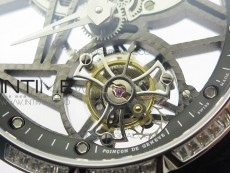 Excalibur Rddbex0393 SS Crystals Bezel BBR Best Edition Skeleton Dial on Black Leather Strap A2136 Tourbillon V2