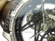 Excalibur Rddbex0393 SS Crystals Bezel BBR Best Edition Skeleton Dial on Black Leather Strap A2136 Tourbillon V2