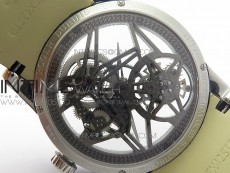 Excalibur Rddbex0393 SS Crystals Bezel BBR Best Edition Skeleton Dial on Black Leather Strap A2136 Tourbillon V2