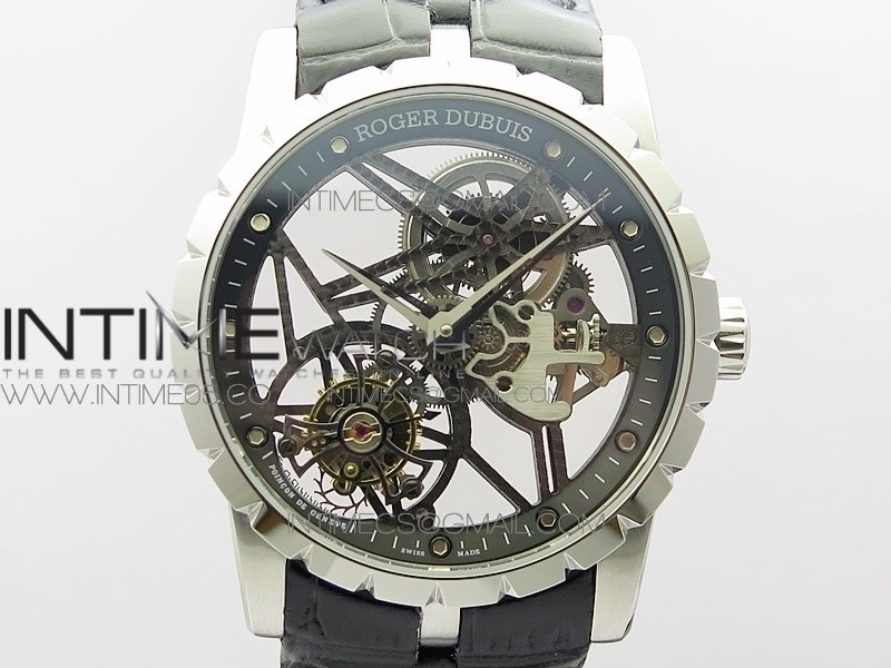 Excalibur Rddbex0393 SS BBR Best Edition Skeleton Dial on Black Leather Strap A2136 Tourbillon V4