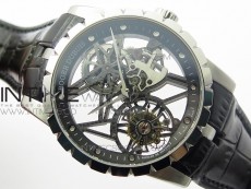Excalibur Rddbex0393 SS BBR Best Edition Skeleton Dial on Black Leather Strap A2136 Tourbillon V2