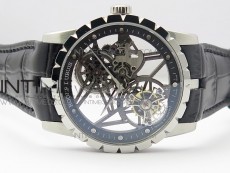 Excalibur Rddbex0393 SS BBR Best Edition Skeleton Dial on Black Leather Strap A2136 Tourbillon V2