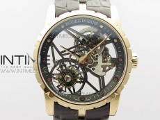 Excalibur Rddbex0393 RG BBR Best Edition Skeleton Dial on Brown Leather Strap A2136 Tourbillon V2