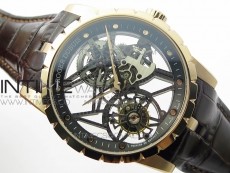Excalibur Rddbex0393 RG BBR Best Edition Skeleton Dial on Brown Leather Strap A2136 Tourbillon V2