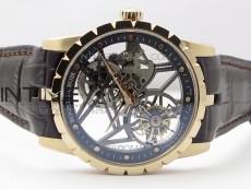 Excalibur Rddbex0393 RG BBR Best Edition Skeleton Dial on Brown Leather Strap A2136 Tourbillon V2