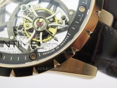 Excalibur Rddbex0393 RG BBR Best Edition Skeleton Dial on Brown Leather Strap A2136 Tourbillon V2