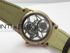 Excalibur Rddbex0393 RG BBR Best Edition Skeleton Dial on Brown Leather Strap A2136 Tourbillon V2