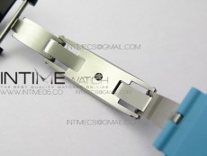 RM011 Carbon Case Chrono KVF 1:1 Best Edition Crystal Skeleton Yellow Dial on Blue Rubber Strap A7750 V2