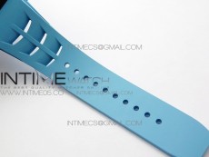 RM011 Carbon Case Chrono KVF 1:1 Best Edition Crystal Skeleton Yellow Dial on Blue Rubber Strap A7750 V2