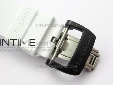 RM011 Carbon Case Chrono KVF 1:1 Best Edition Crystal Skeleton Yellow Dial on White Rubber Strap A7750 V2