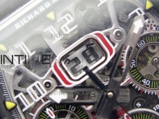 RM011 Carbon Case Chrono KVF 1:1 Best Edition Crystal Skeleton Yellow Dial on Black Rubber Strap A7750 V2