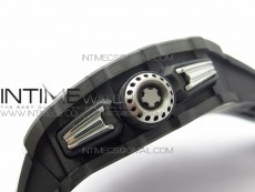 RM011 Carbon Case Chrono KVF 1:1 Best Edition Crystal Skeleton Yellow Dial on Black Rubber Strap A7750 V2