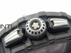 RM011 Carbon Case Chrono KVF 1:1 Best Edition Crystal Skeleton Yellow Dial on Black Rubber Strap A7750 V2