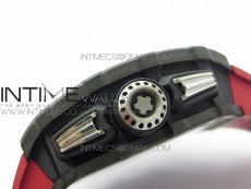 RM011 Carbon Case Chrono KVF 1:1 Best Edition Crystal Skeleton Yellow Dial on Red Rubber Strap A7750 V2